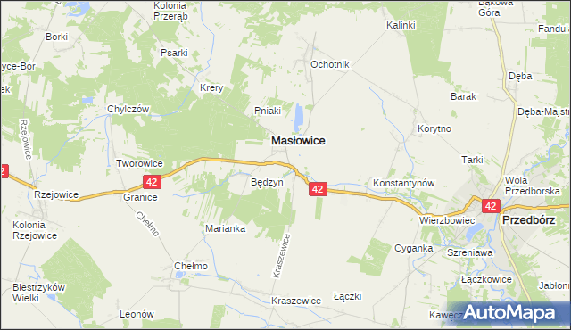 mapa Strzelce Małe gmina Masłowice, Strzelce Małe gmina Masłowice na mapie Targeo