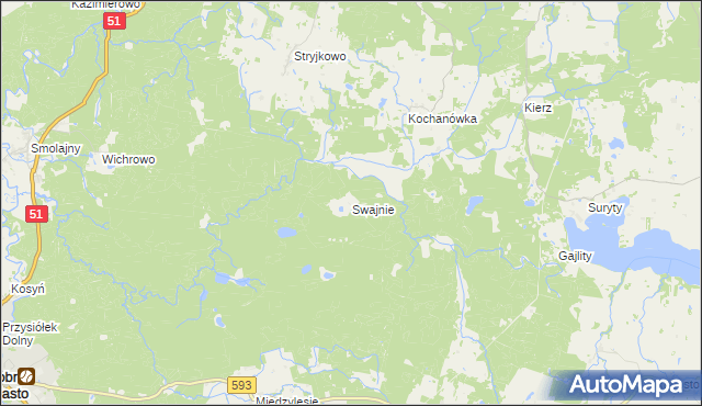 mapa Swajnie, Swajnie na mapie Targeo