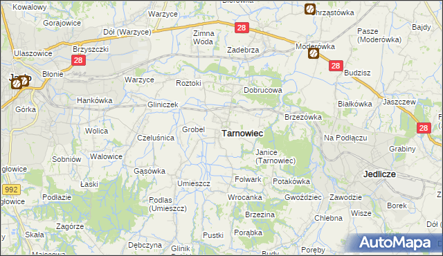 mapa Tarnowiec powiat jasielski, Tarnowiec powiat jasielski na mapie Targeo