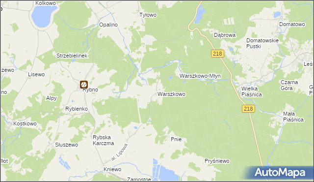 mapa Warszkowo gmina Wejherowo, Warszkowo gmina Wejherowo na mapie Targeo