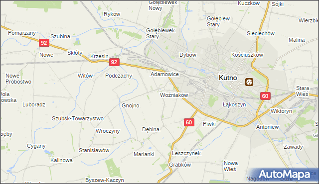 mapa Woźniaków, Woźniaków na mapie Targeo