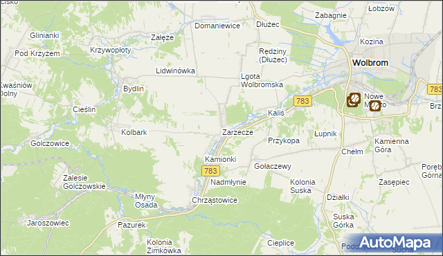 mapa Zarzecze gmina Wolbrom, Zarzecze gmina Wolbrom na mapie Targeo