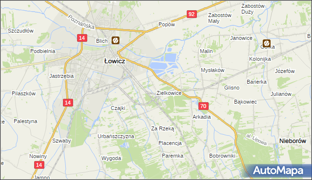 mapa Zielkowice, Zielkowice na mapie Targeo