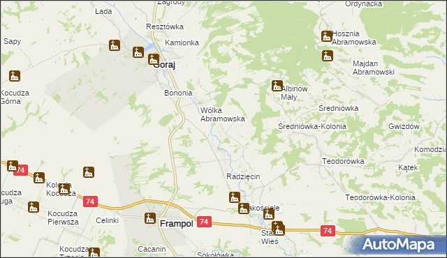 mapa Abramów gmina Goraj, Abramów gmina Goraj na mapie Targeo