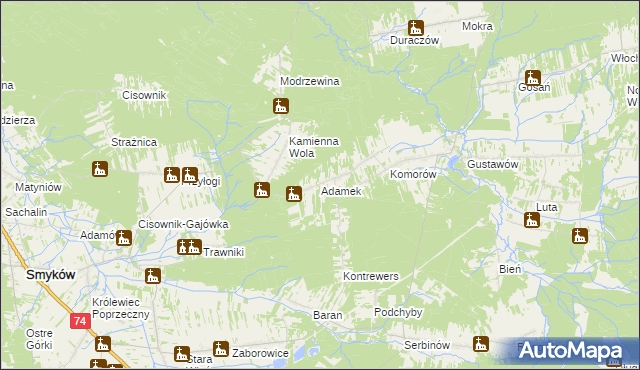 mapa Adamek, Adamek na mapie Targeo