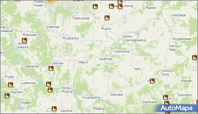 mapa Adamów gmina Dobre, Adamów gmina Dobre na mapie Targeo