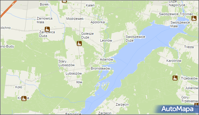 mapa Adamów gmina Wolbórz, Adamów gmina Wolbórz na mapie Targeo