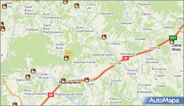 mapa Adamów-Wieś, Adamów-Wieś na mapie Targeo