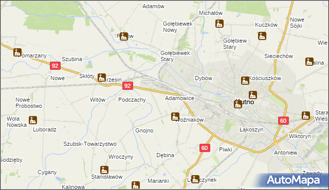 mapa Adamowice gmina Kutno, Adamowice gmina Kutno na mapie Targeo