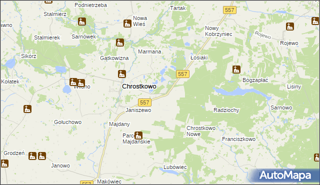 mapa Adamowo gmina Chrostkowo, Adamowo gmina Chrostkowo na mapie Targeo