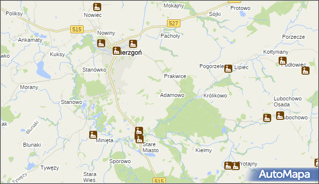 mapa Adamowo gmina Stary Dzierzgoń, Adamowo gmina Stary Dzierzgoń na mapie Targeo