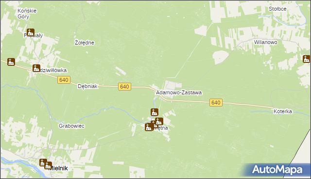 mapa Adamowo-Zastawa, Adamowo-Zastawa na mapie Targeo