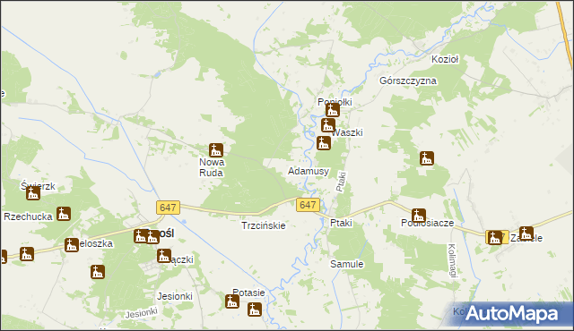 mapa Adamusy, Adamusy na mapie Targeo