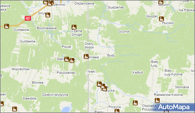 mapa Adelinów gmina Fałków, Adelinów gmina Fałków na mapie Targeo