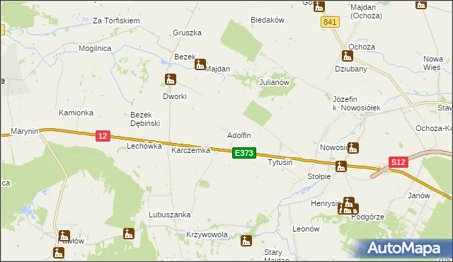 mapa Adolfin gmina Siedliszcze, Adolfin gmina Siedliszcze na mapie Targeo
