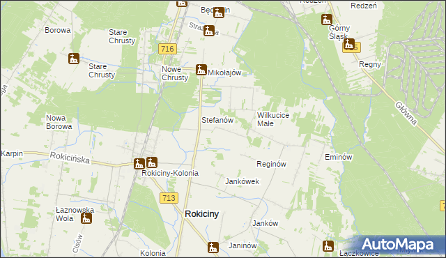 mapa Albertów gmina Rokiciny, Albertów gmina Rokiciny na mapie Targeo