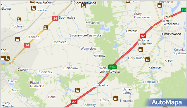 mapa Albinów gmina Głowno, Albinów gmina Głowno na mapie Targeo