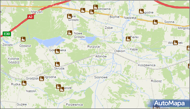 mapa Albinów gmina Kotuń, Albinów gmina Kotuń na mapie Targeo