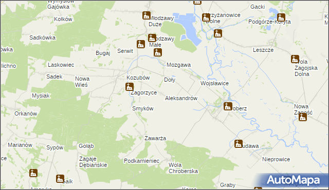 mapa Aleksandrów gmina Pińczów, Aleksandrów gmina Pińczów na mapie Targeo