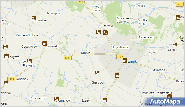 mapa Aleksandrów gmina Sanniki, Aleksandrów gmina Sanniki na mapie Targeo