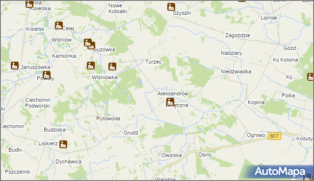 mapa Aleksandrów gmina Stanin, Aleksandrów gmina Stanin na mapie Targeo