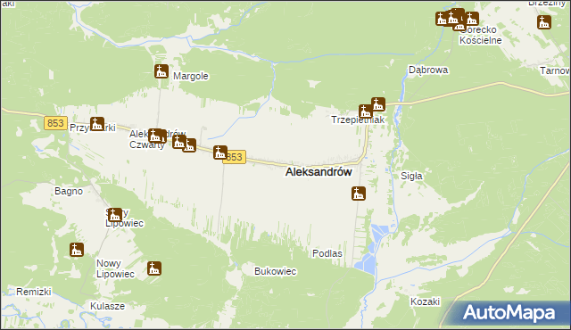 mapa Aleksandrów powiat biłgorajski, Aleksandrów powiat biłgorajski na mapie Targeo