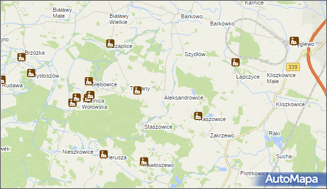 mapa Aleksandrowice gmina Wińsko, Aleksandrowice gmina Wińsko na mapie Targeo