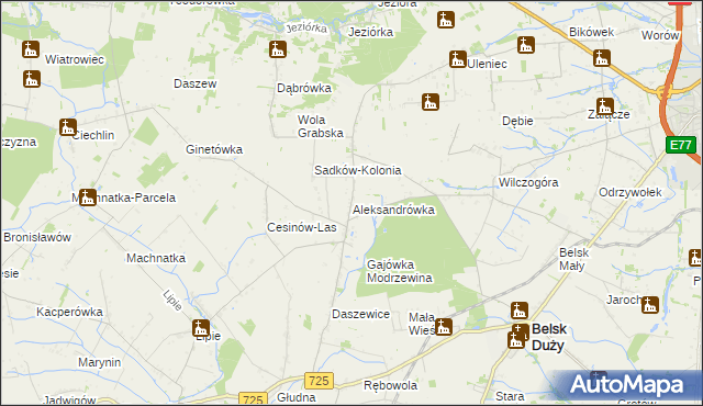 mapa Aleksandrówka gmina Belsk Duży, Aleksandrówka gmina Belsk Duży na mapie Targeo