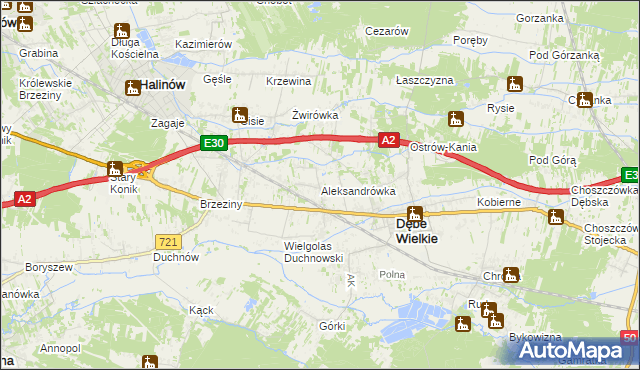 mapa Aleksandrówka gmina Dębe Wielkie, Aleksandrówka gmina Dębe Wielkie na mapie Targeo