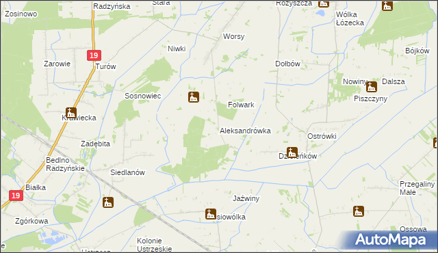 mapa Aleksandrówka gmina Drelów, Aleksandrówka gmina Drelów na mapie Targeo