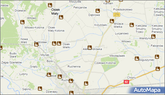 mapa Aleksandrówka gmina Koło, Aleksandrówka gmina Koło na mapie Targeo