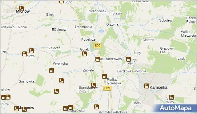 mapa Aleksandrówka gmina Michów, Aleksandrówka gmina Michów na mapie Targeo