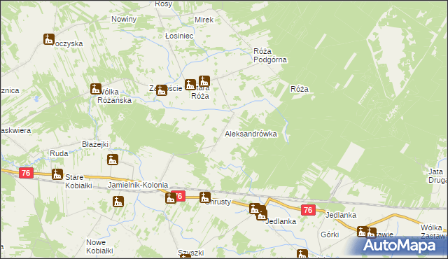 mapa Aleksandrówka gmina Stoczek Łukowski, Aleksandrówka gmina Stoczek Łukowski na mapie Targeo