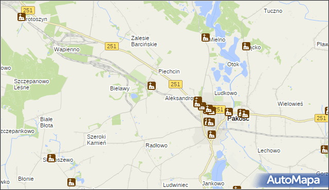 mapa Aleksandrowo gmina Barcin, Aleksandrowo gmina Barcin na mapie Targeo