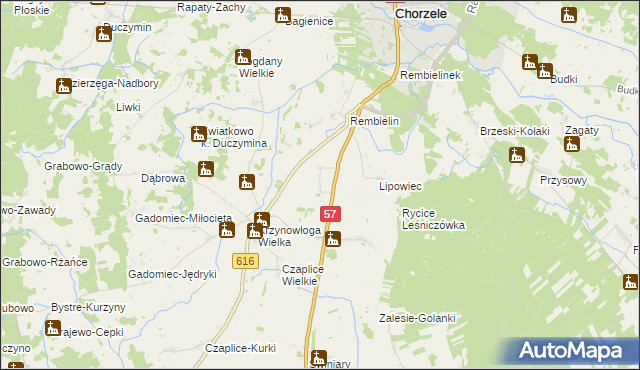 mapa Aleksandrowo gmina Chorzele, Aleksandrowo gmina Chorzele na mapie Targeo