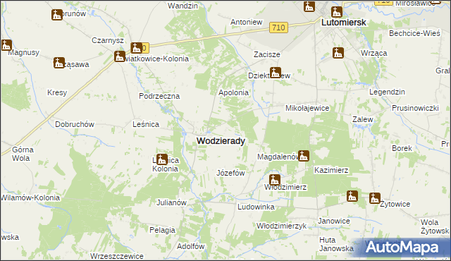 mapa Alfonsów gmina Wodzierady, Alfonsów gmina Wodzierady na mapie Targeo