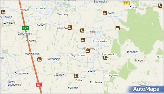 mapa Alfonsowo, Alfonsowo na mapie Targeo