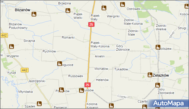 mapa Anielin gmina Żelazków, Anielin gmina Żelazków na mapie Targeo