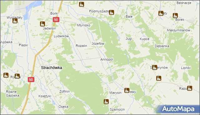 mapa Annopol gmina Strachówka, Annopol gmina Strachówka na mapie Targeo