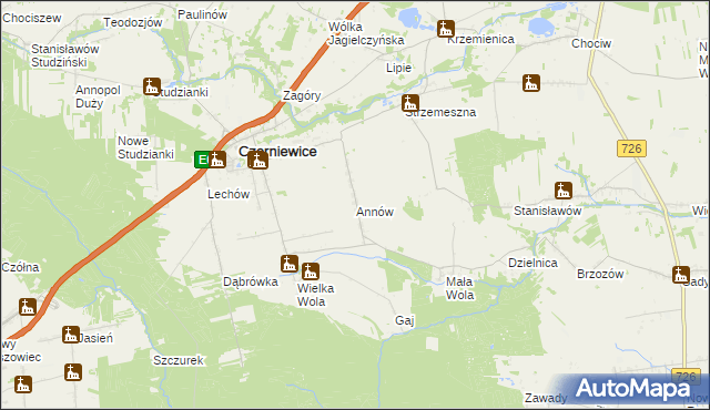 mapa Annów gmina Czerniewice, Annów gmina Czerniewice na mapie Targeo
