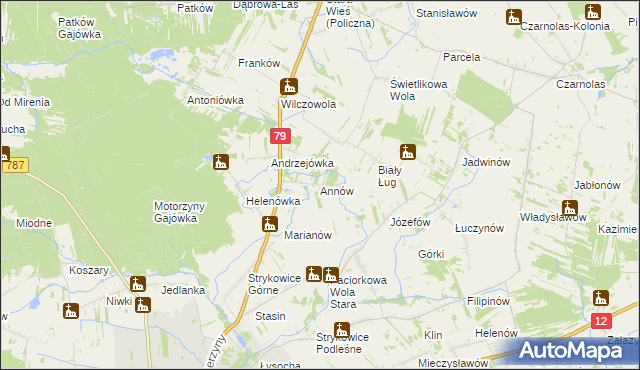 mapa Annów gmina Policzna, Annów gmina Policzna na mapie Targeo