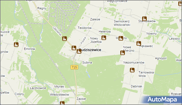 mapa Antolin gmina Budziszewice, Antolin gmina Budziszewice na mapie Targeo