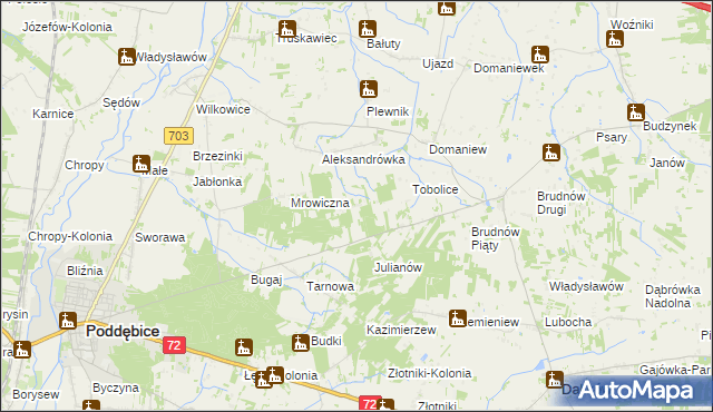 mapa Antoniew gmina Dalików, Antoniew gmina Dalików na mapie Targeo