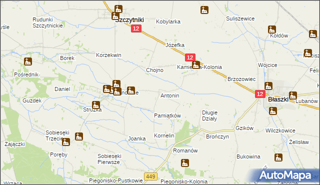 mapa Antonin gmina Szczytniki, Antonin gmina Szczytniki na mapie Targeo