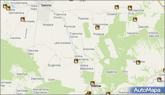 mapa Antoniów gmina Bałtów, Antoniów gmina Bałtów na mapie Targeo