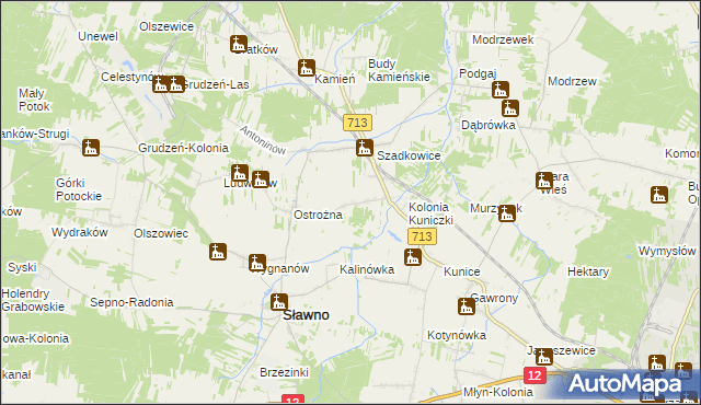 mapa Antoniówka gmina Sławno, Antoniówka gmina Sławno na mapie Targeo