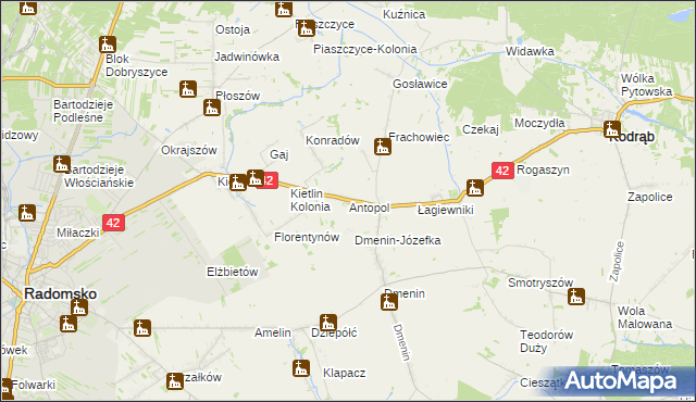 mapa Antopol gmina Kodrąb, Antopol gmina Kodrąb na mapie Targeo