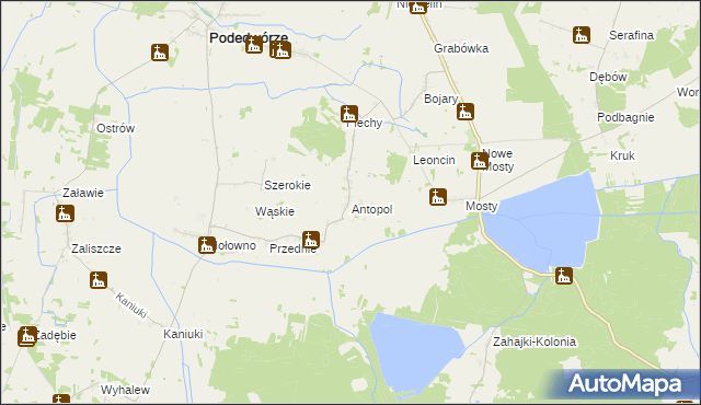 mapa Antopol gmina Podedwórze, Antopol gmina Podedwórze na mapie Targeo