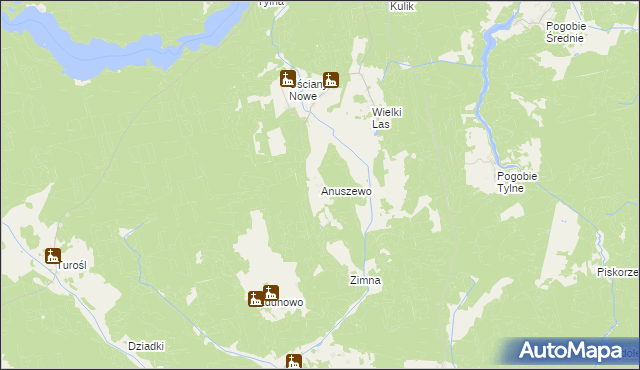 mapa Anuszewo, Anuszewo na mapie Targeo