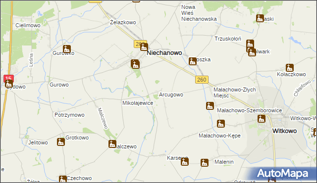 mapa Arcugowo, Arcugowo na mapie Targeo